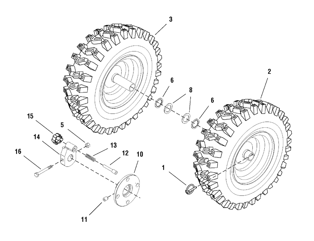 Wheels And Tires Group Diagram and Parts List for 1695441-LP1695441-928E 2008 Briggs and Stratton Snow Blower